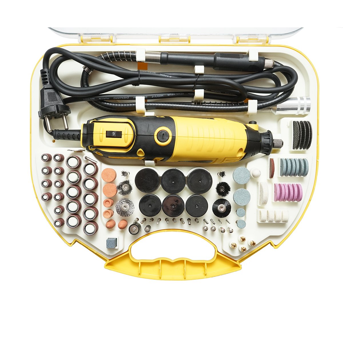 Set trusa mini freza 185W, 220V tip biax, 9 trepte viteza 8000-35000rpm 211 piese Crownman